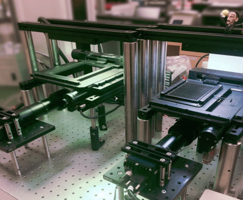 Custom beating cell imager - brightfield and digitized views